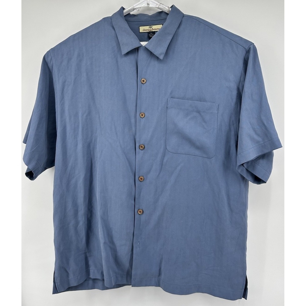 Tommy Bahama Long Sleeve Button Down 100% Silk Shirt Blue Men's Size XL